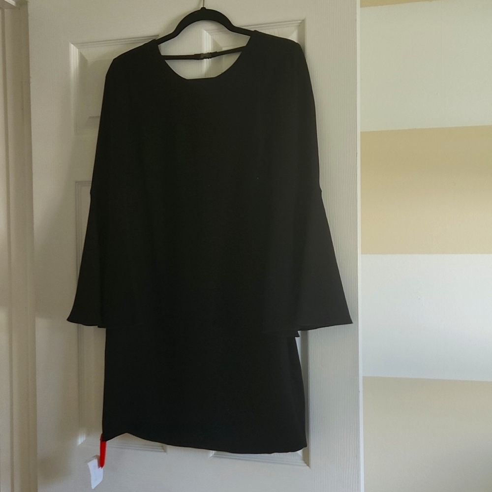 Elizabeth and James Black Mini Bell Sleeve Dress NEW